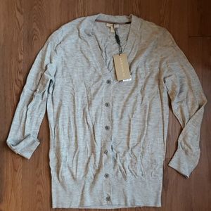 Burberry Brit Cashmere Light Grey Cardigan sz L